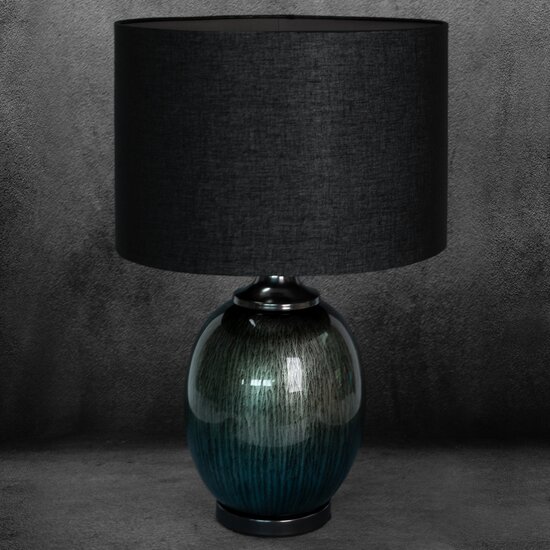 Lampa decorativa cu picior din sticla opalescenta si abajur mat, de culoare negrui, Amira 38X60 cm [1]