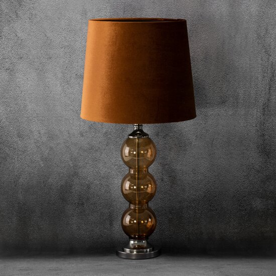 Lampa decorativa cu picior din sticla si abajur din catifea stralucitoare, Haidi 32X38X78 cm [2]