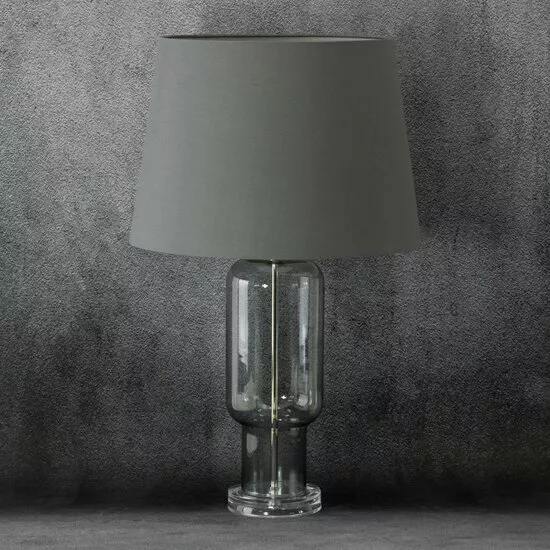 Lampa decorativa cu picior din sticla si abajur mat, de culoare gri, Lila 38X61cm [2]