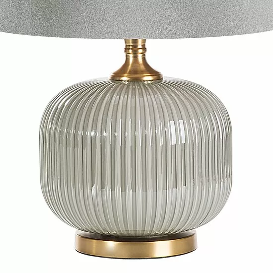 Lampa decorativa cu picior din sticla si abajur mat, de culoare gri, Suzi 32X57 cm [3]