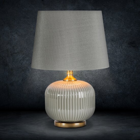 Lampa decorativa cu picior din sticla si abajur mat, de culoare gri, Suzi 32X57 cm [1]