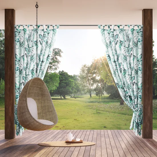 Perdeau GARDEN pentru gradina si terasa, din material impermeabil cu motiv vegetal pe bretele Velcro [1]