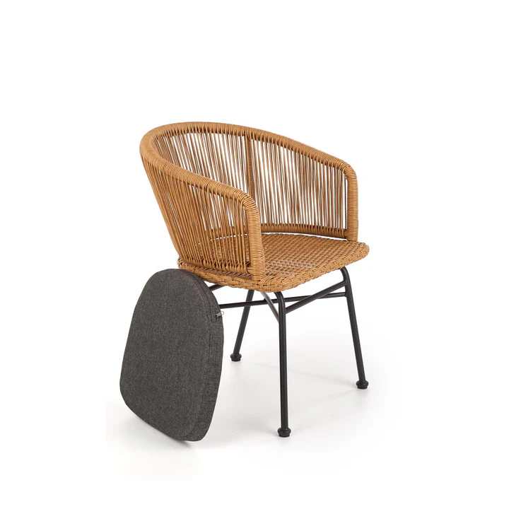 Scaun de gradina, stejar natural/negru, 55X37X74 CM [3]