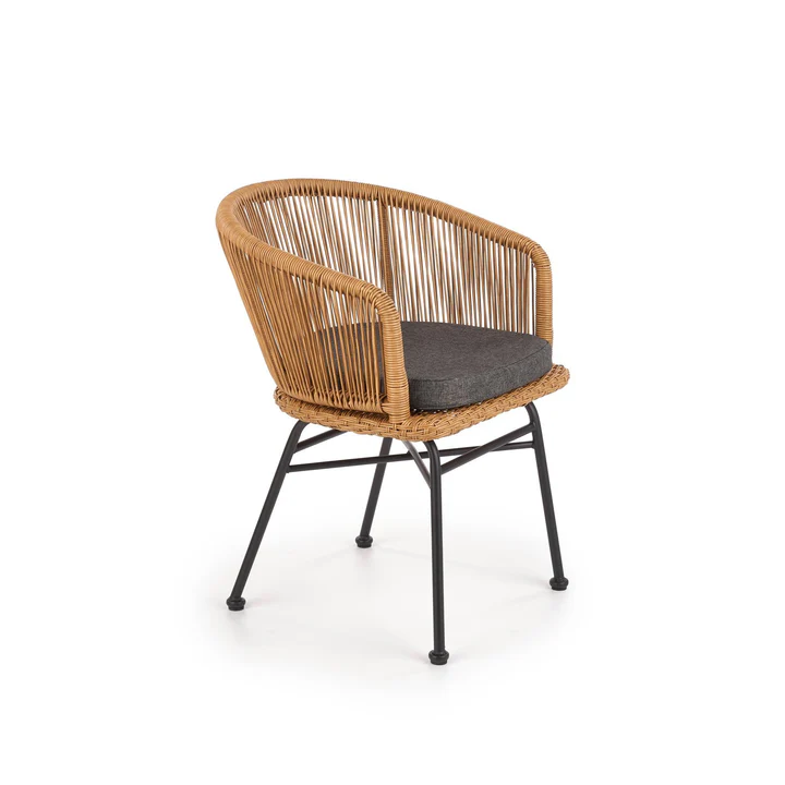 Scaun de gradina, stejar natural/negru, 55X37X74 CM [2]