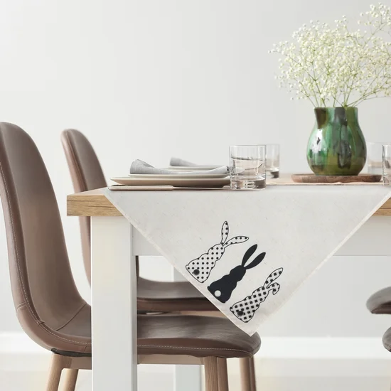 Fata de masa de Paste PRIMAVERA din catifea decorata cu imprimeu  iepurasi [2]