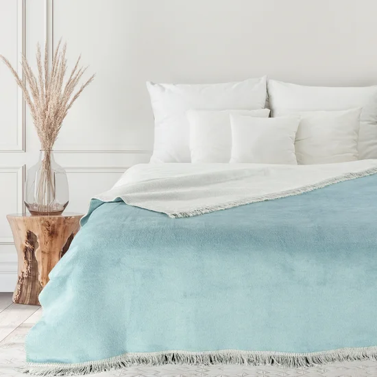 Lenjerii de pat - Pătură DUO, bumbac bicolor și acril cu franjuri, față-verso