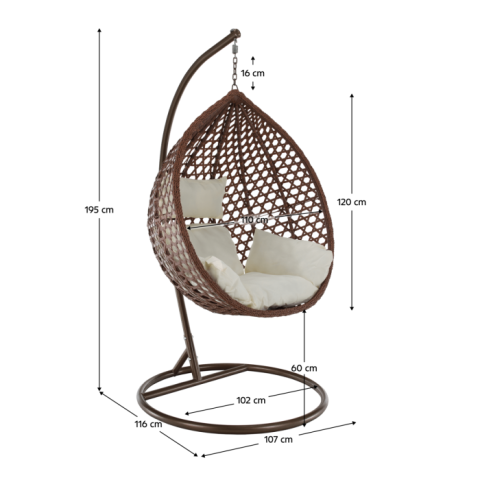 Balansoar tip cuib cu structură stabilă și perne moi, ideal pentru relaxare în living, balcon sau terasă. Design modern, confort maxim și stil natural. [1]
