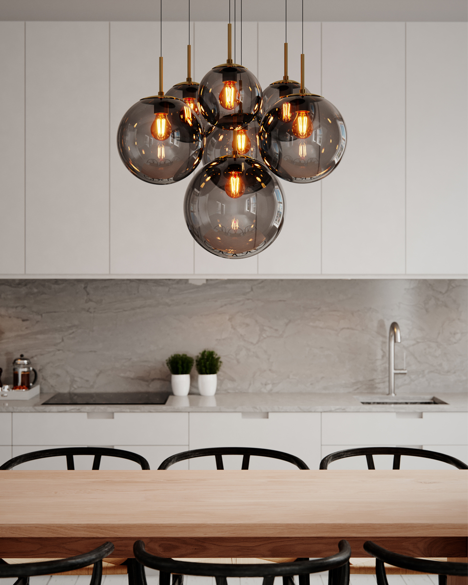 Laura lustra|plafoniera 53 cm sticla neagra/gri fumuriu [3]