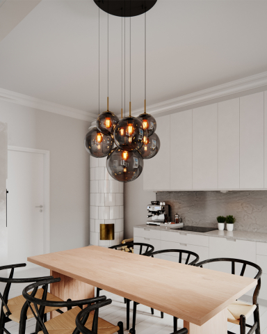 Laura lustra|plafoniera 53 cm sticla neagra/gri fumuriu [1]