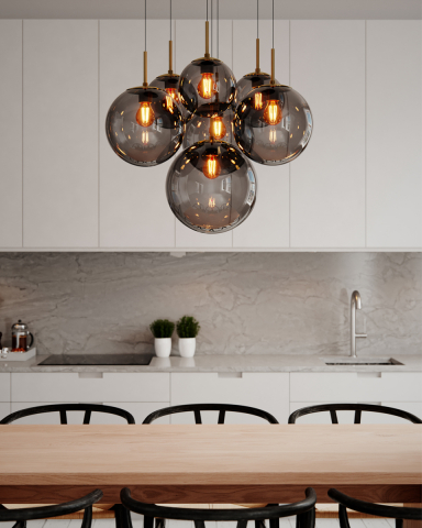 Laura lustra|plafoniera 53 cm sticla neagra/gri fumuriu [2]