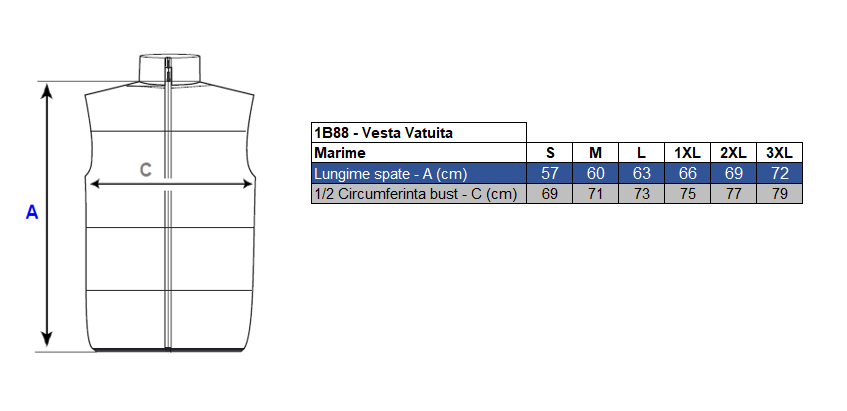 Vesta vatuita de iarna Renania Preston, 100% poliester, 280g