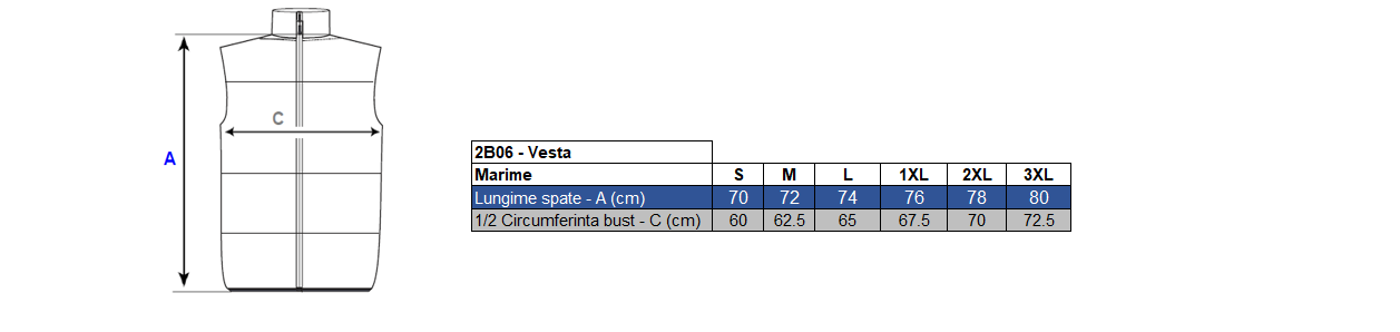Vesta vatuita de iarna Renania Triton Blue, tercot, 80% poliester, 20% bumbac