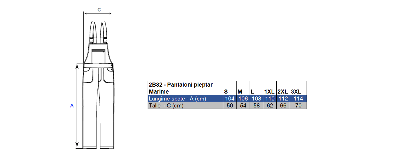 Pantaloni cu pieptar de iarna cu benzi reflectorizante Renania Pilzen, tercot 65/35