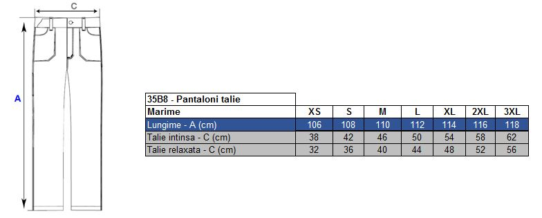 Pantaloni de lucru in talie Colorado, 100% bumbac, 280gr/mp