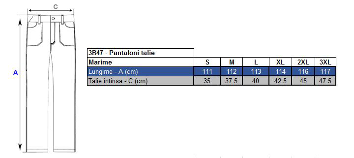Pantalon de lucru in talie 100% bumbac, Solomon, 245gr/mp