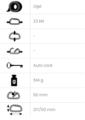 Carabiniera din otel Vertiqual BROOKS - 23 kN, 514g, 217/110 mm