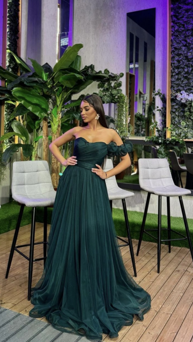 Rochie de seară lunga din tul fin cu detaliu pe umăr V [2]