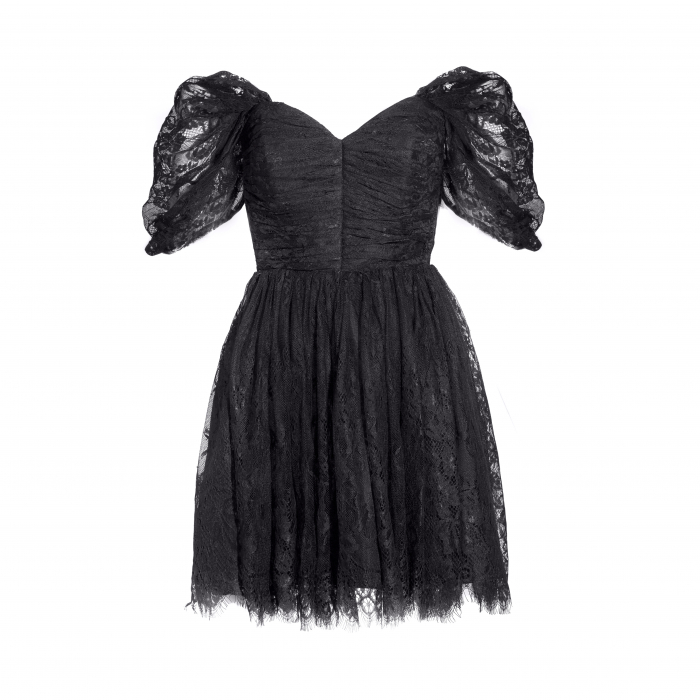 Rochie neagra scurta din dantela chantilly [1]