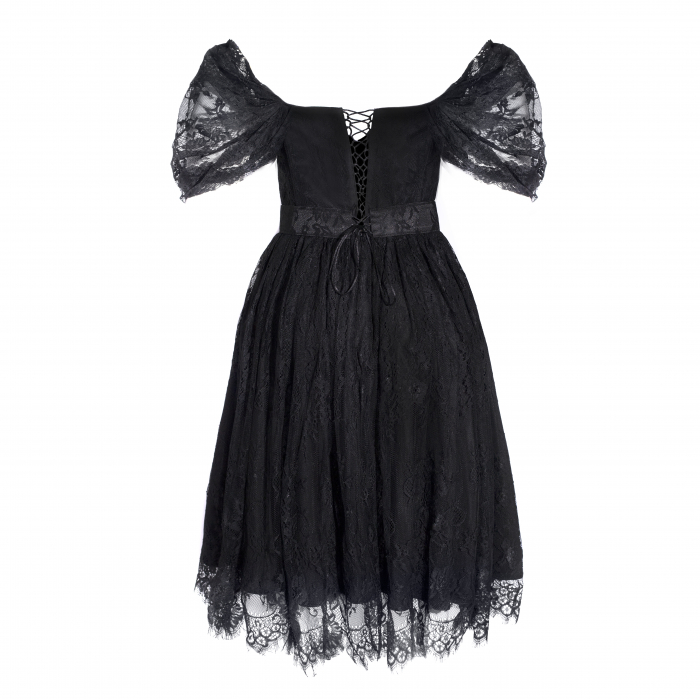 Rochie scurta din dantela chantilly cu drapaj nod [2]