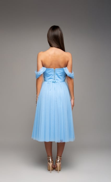 Rochie scurta din tul fin cu bretele cazute pe umeri [2]