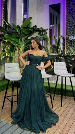 Rochie de seară lunga din tul fin cu detaliu pe umăr V [1]