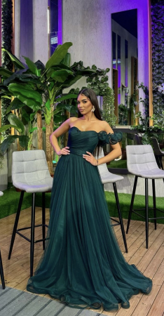 Rochie de seară lunga din tul fin cu detaliu pe umăr V [2]