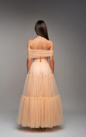 Rochie midi din tul fin, cu detaliu pe umeri [1]