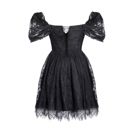 Rochie neagra scurta din dantela chantilly [1]