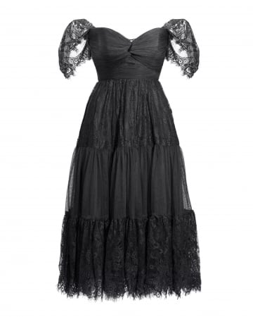 Rochii din dantela - Rochie  scurta din dantela chantilly si tul