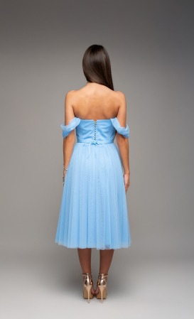 Rochie scurta din tul fin cu bretele cazute pe umeri [1]