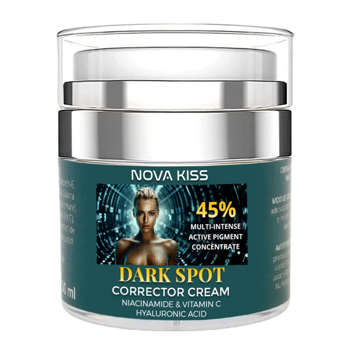 CREMA CORECTOARE PREMIUM CU 45% CONCENTRAT ACTIV MULTI-INTENS PENTRU PETE PIGMENTARE CU NIACINAMIDE, VITAMINA C SI ACID HIALURONIC, NOVA KISS® DARK SPOT, 50 ML [1]