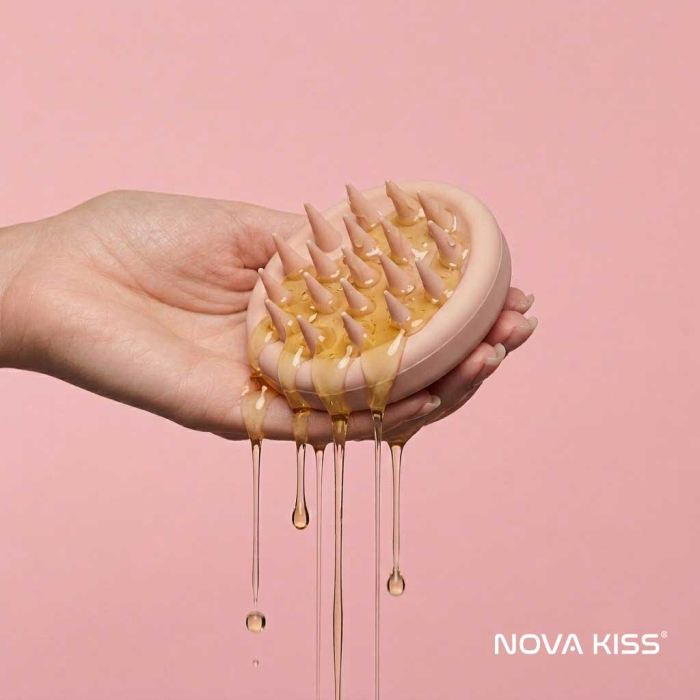 Perie din Silicon pentru Scalp NOVA KISS® - Stimuleaza Cresterea Parului si Absorbtia Uleiurilor Esentiale [3]