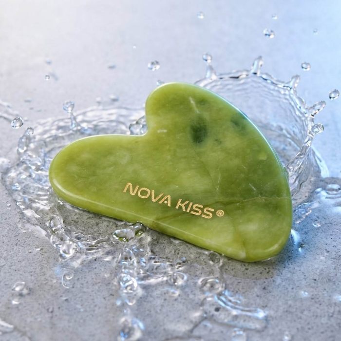 Gua Sha Piatra din Jad Natural NOVA KISS® pentru Masaj Facial, Efect Antirid, Piatra Jad Verde [15]