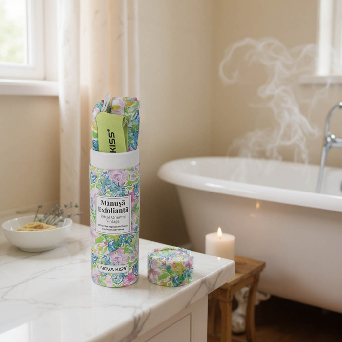 Mănușă Exfoliantă Confecționată Manual, Ritual Oriental Vintage, NOVA KISS® [8]
