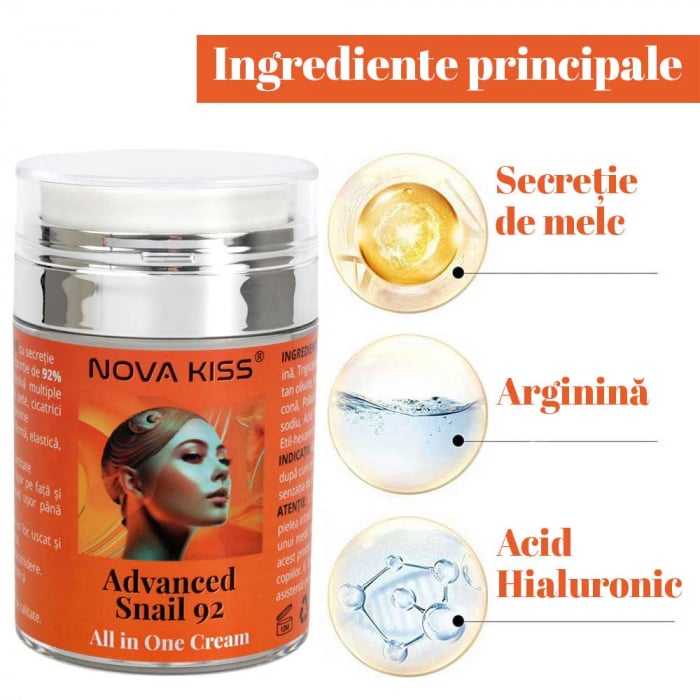 SET FACIAL PREMIUM CU SECRETIE FILTRATA DE MELC NOVA KISS®, CONCENTRATIE MUCINA DE MELC SER 96% SI CREMA 92% [7]