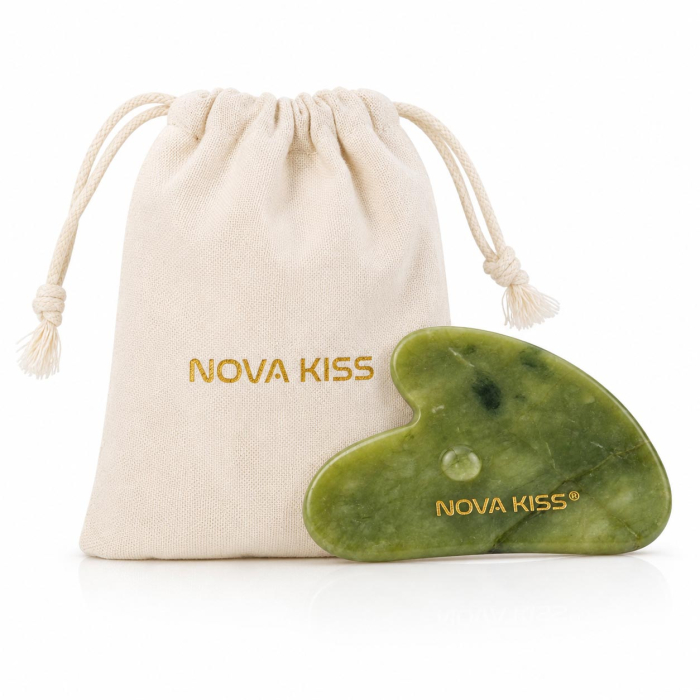 Gua Sha Piatra din Jad Natural NOVA KISS® pentru Masaj Facial, Efect Antirid, Piatra Jad Verde [11]