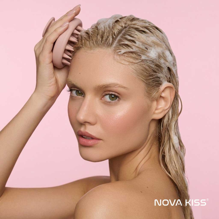 Perie din Silicon pentru Scalp NOVA KISS® - Stimuleaza Cresterea Parului si Absorbtia Uleiurilor Esentiale [4]