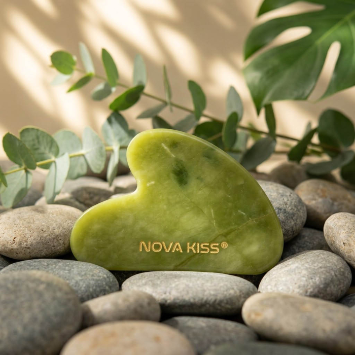 Gua Sha Piatra din Jad Natural NOVA KISS® pentru Masaj Facial, Efect Antirid, Piatra Jad Verde [3]
