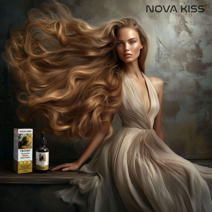 ULEI PREMIUM 3 IN 1 CU ROZMARIN, BATANA, RICIN NEGRU JAMAICAN NOVA KISS®, 100% NATURAL & PUR, PENTRU CRESTEREA PARULUI SI INGRIJIREA PIELII, 60 ML [11]
