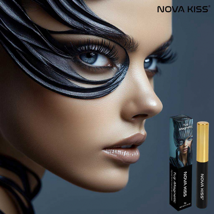 TUS PREMIUM PENTRU OCHI SI APLICAREA GENELOR FALSE CU MAGNETI, NEGRU INTENS, NOVA KISS®, 5 G [4]