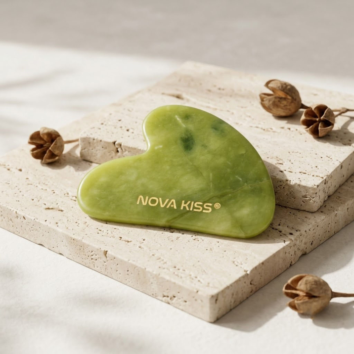 Gua Sha Piatra din Jad Natural NOVA KISS® pentru Masaj Facial, Efect Antirid, Piatra Jad Verde [8]