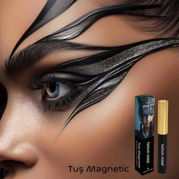 TUS PREMIUM PENTRU OCHI SI APLICAREA GENELOR FALSE CU MAGNETI, NEGRU INTENS, NOVA KISS®, 5 G [5]