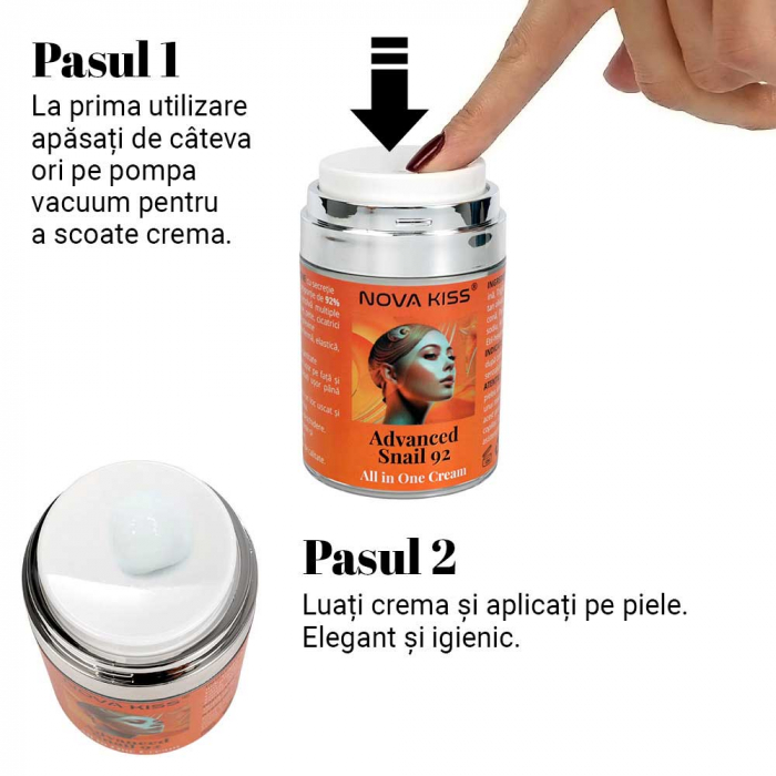 CREMA TEN PREMIUM CU 92% SECRETIE FILTRATA DE MELC, NOVA KISS® ADVANCED SNAIL 92 ALL IN ONE, 100 G [12]