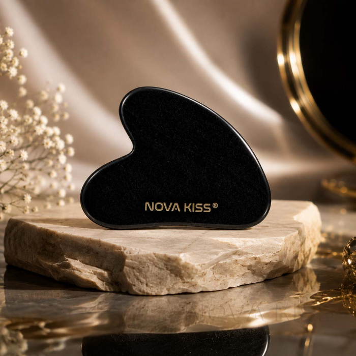 Gua Sha Piatra din Jad Natural NOVA KISS® pentru Masaj Facial, Efect Antirid, Piatra Jad Negru [5]