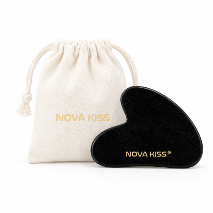 Gua Sha Piatra din Jad Natural NOVA KISS® pentru Masaj Facial, Efect Antirid, Piatra Jad Negru [6]