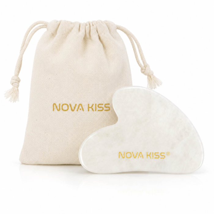 Gua Sha Piatra din Jad Natural NOVA KISS® pentru Masaj Facial, Efect Antirid, Piatra Jad Alb [8]