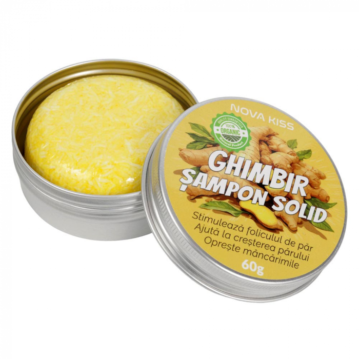 SAMPON SOLID PREMIUM CU GHIMBIR CONTRA CADERII PARULUI, MATRETII SI PARULUI GRAS, EFECT REGENERATOR, 100% NATURAL, NOVA KISS® [7]