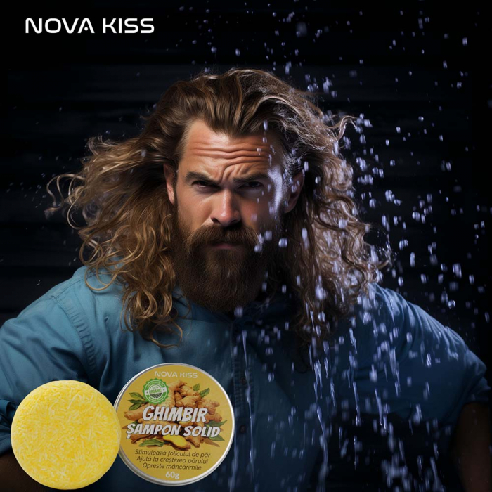 SAMPON SOLID PREMIUM CU GHIMBIR CONTRA CADERII PARULUI, MATRETII SI PARULUI GRAS, EFECT REGENERATOR, 100% NATURAL, NOVA KISS® [9]