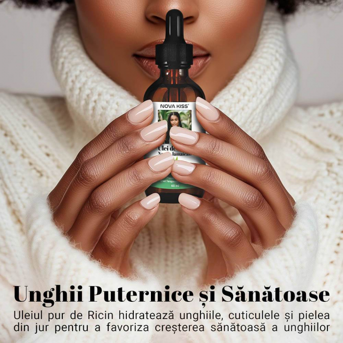 ULEI DE RICIN NEGRU JAMAICAN PREMIUM 100% NATURAL & PUR NOVA KISS® PENTRU CRESTEREA PARULUI, INGRIJIREA PIELII, GENELOR SI SPRANCENLOR, 60 ML [5]