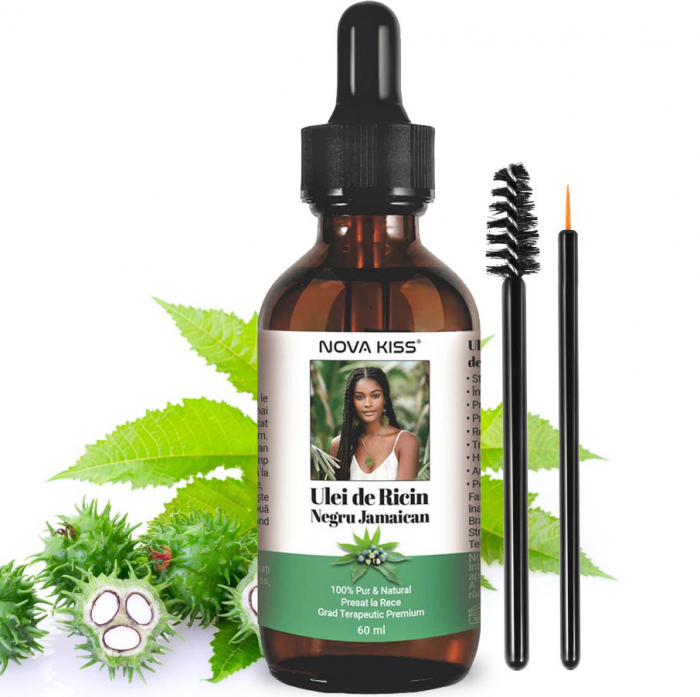 ULEI DE RICIN NEGRU JAMAICAN PREMIUM 100% NATURAL & PUR NOVA KISS® PENTRU CRESTEREA PARULUI, INGRIJIREA PIELII, GENELOR SI SPRANCENLOR, 60 ML [3]